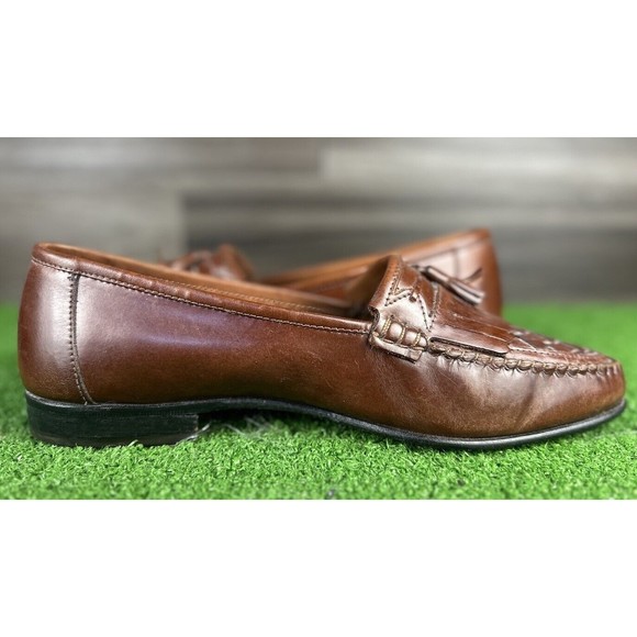 CLAYBROOKE Men's Sz 10.5 D  Brown Leather Basket Weave with Tassels.‎ - Picture 2 of 9
